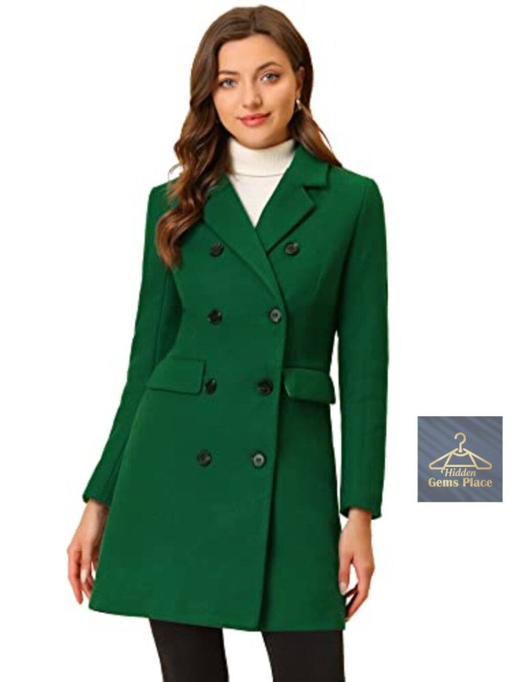 Women's Winter Longline Trench Peacoat with Notched Lapel and Button Closure